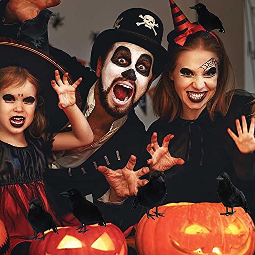 Halloween Black Feathered Crows Decoration