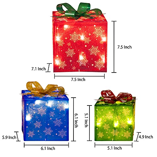 Set of 3 50 LED Christmas Lighted Gift Boxes Decoration