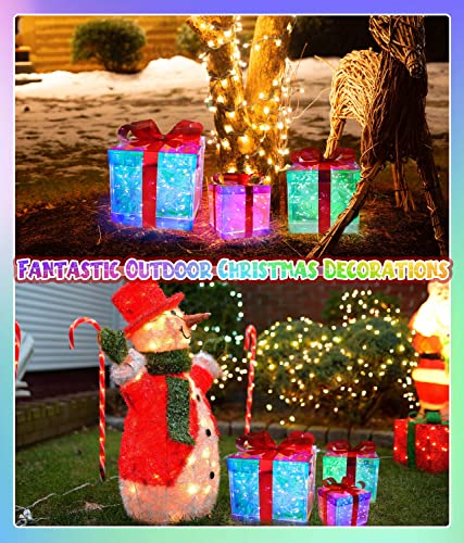 Set of 3 DIY Colorful Plug-in Christmas Lighted Gift Boxes