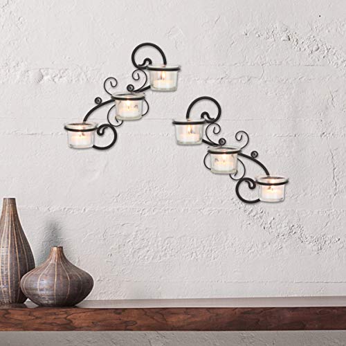 Decorative Black  Tea Light Candle Holder Hanging Wall Scone Decor