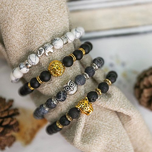 10 Pcs Lava Rock Stone Bead Bracelet Set Adjustable 8MM