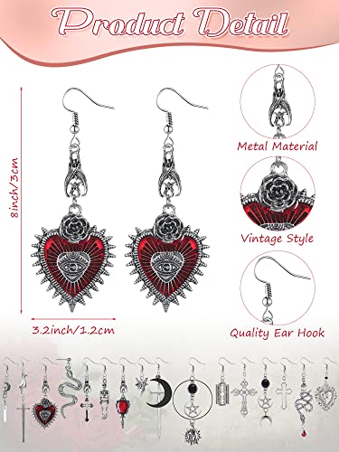 16 Pairs Gothic Punk Vintage Earrings Set for Men/Women