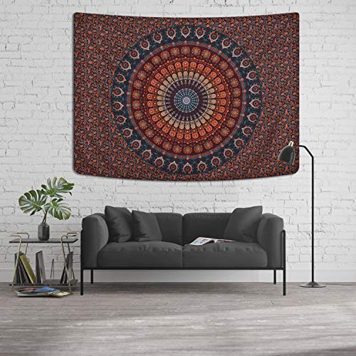 Bohemian Mandala Psychedelic Peacock Boho Tapestry