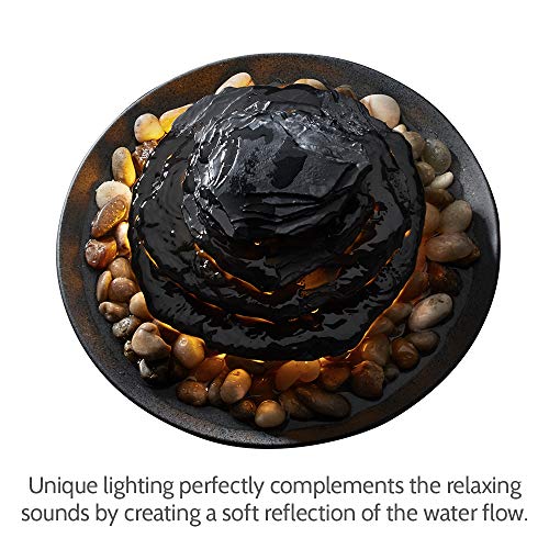 Indoor Fountain w/ Natural Water Sounds & Unique Underwater Lighting (Gray)