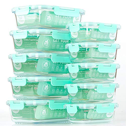 [10-Pack] Glass Food Storage Containers