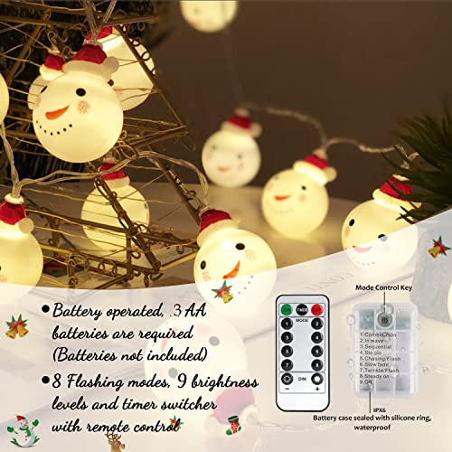 LED Christmas String Lights, Waterproof Battery Operated w/ 8 Flashing Modes