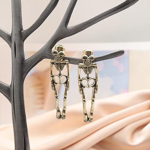 Gothic Skeleton Unique Earrings Punk Human Skull Funny Earrings Ghost Groom Bride Halloween Earrings