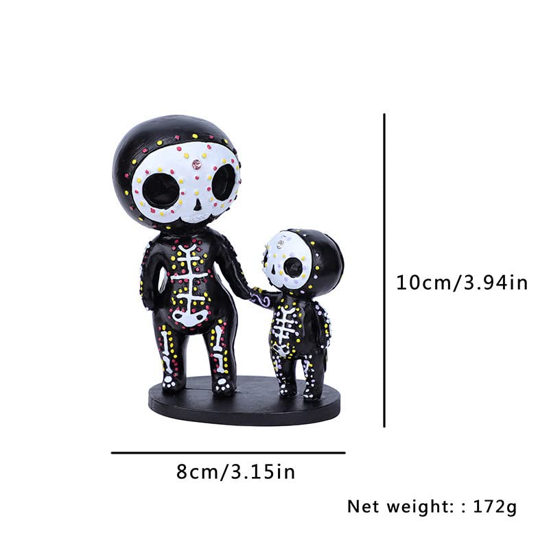 Skull Decor,Sugar Couple Statue, Figurine, Resin Crafts Cute Statue Skeleton Memorial Sculpture, Halloween