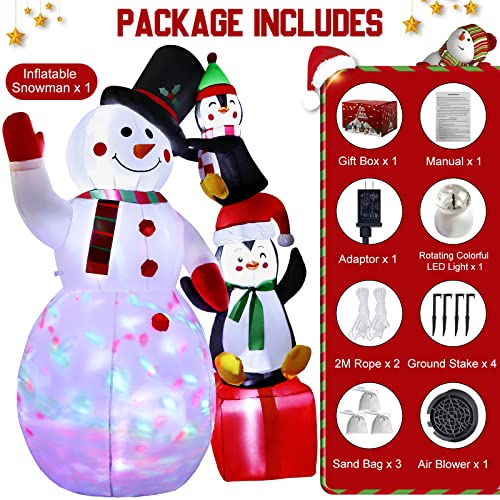 5FT Christmas Inflatables Outdoor Decorations, Inflatable Snowman Blow Up Yard Decorations with Rotating LED