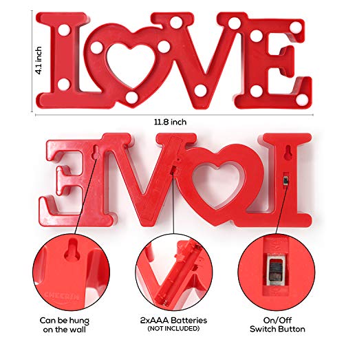 Decoration for Valentines Day -Marquee Light Up Signs (Red)