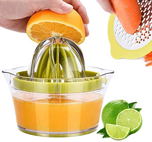 Citrus Lemon Orange Juicer Manual Hand Squeezer w/ Built-in Measuring Cup & Grater