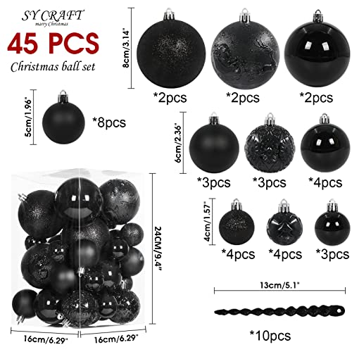 45pcs Christmas Ball Ornaments for Christmas Trees Decorations