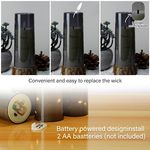 Flameless LED Timer 5 Pc Flickering Flameless Candles for Romantic Ambiance & Home Decoration Durable Acrylic Shell w/  Embedded Star String