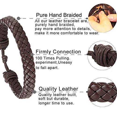 18Pcs Leather Chakra Bead Tribal Bracelet for Men/Women