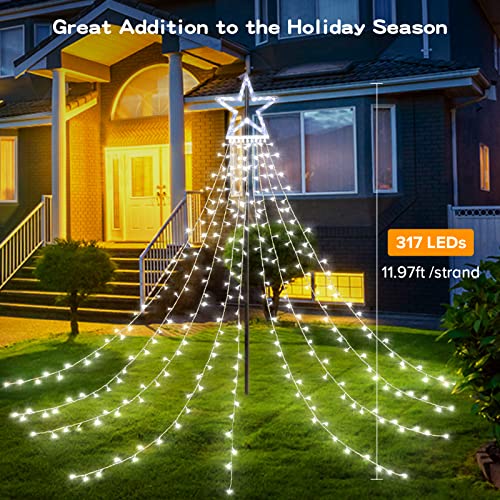 317 LEDs Lights w/ 9 Strands 11.9ft Waterfall Christmas Tree Lights