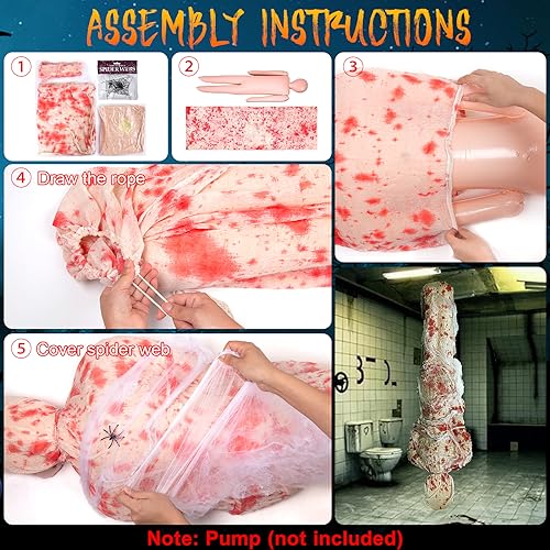 Bloody Halloween Decorations Hanging Indoor Outdoor Creepy Decor Cocoon Corpseprop for Haunted House