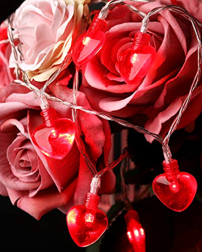 14.5ft 40LED Valentines Day Decorations String Lights, Heart Shape