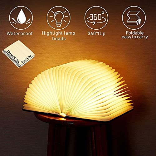 Wooden Book Novelty Folding Book Lamp,USB Rechargeable