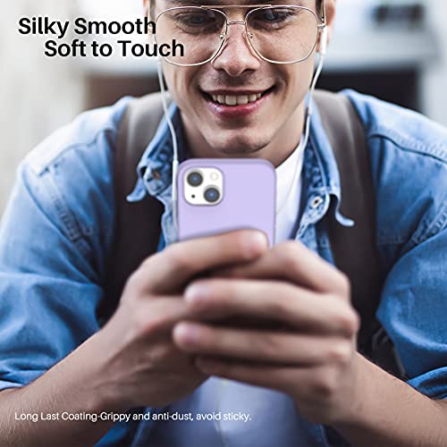 Compatible with iPhone 13 Case 6.1, Slim Liquid Silicone 3 Layers Full Covered Soft Gel Rubber Case Cover