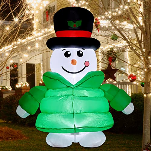 5.6 FT Coat Snowman Wear Magic Hat Christmas Inflatables Decoration