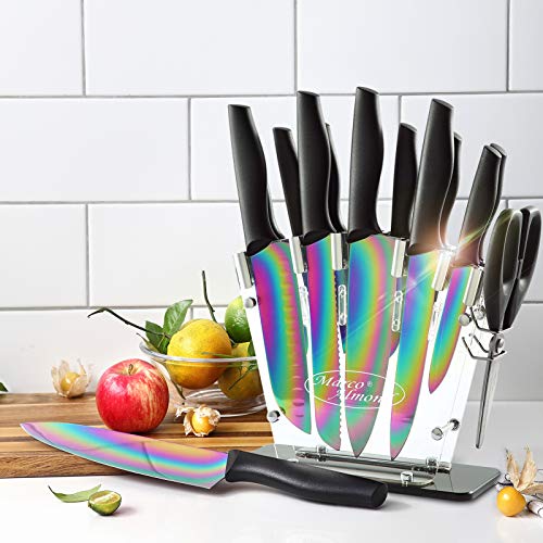 Knife Sets, Titanium Coated 14 Pieces Stainless Steel Hollow Handle