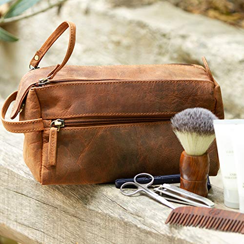 Leather Toiletry Bag - Hygiene Organizer Travel Kit