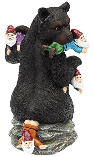 10" Bear Eating Gnomes Garden Statues Decoration