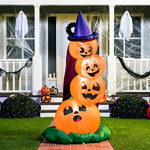 6 FT Halloween Inflatable Stacked Pumpkins w/ Build-in LEDs