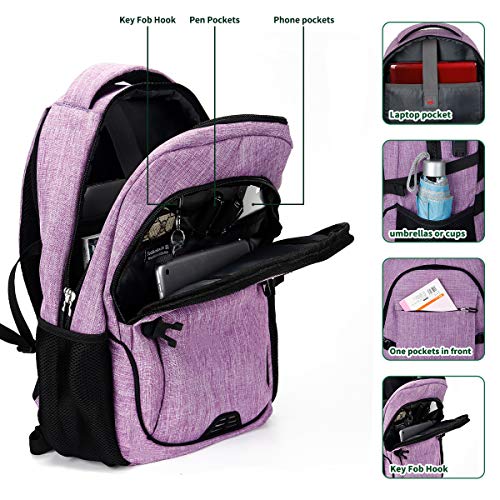 Anti Theft Laptop/Travel Backpacks Bookbag w/ USB Charging Port Fits 15.6 Inch Laptop