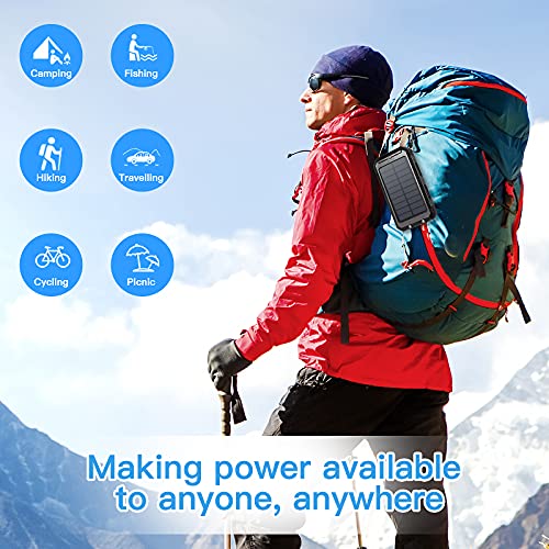 Portable Solar Power Bank for Cell Phone, Dual 5V/2.1A USB Ports Output, 2 Led Flashlight, Perfect for Outdoor Activities