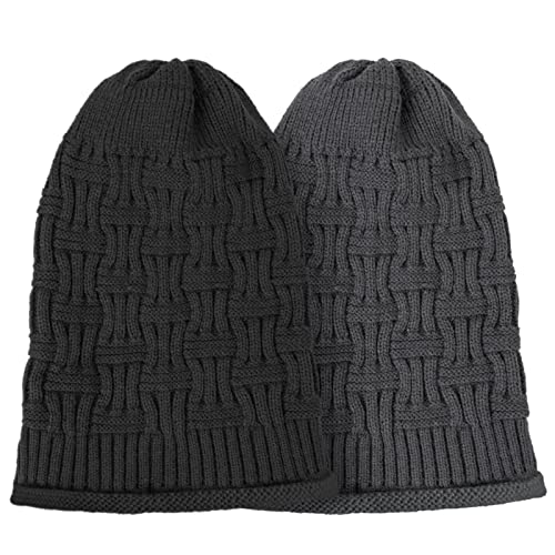 2 Pack Slouchy Beanie Winter Knit Soft Hat for Women/Men