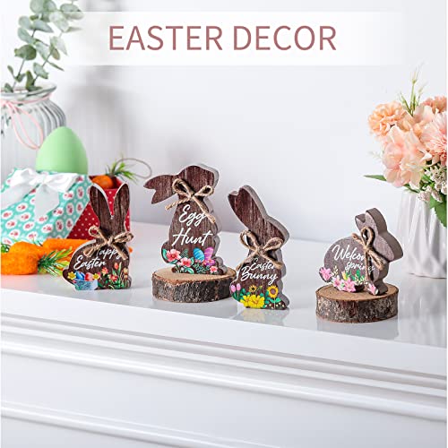 4 Pcs Easter Bunny Wood Decoration