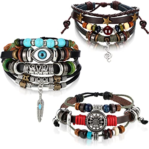 3 Pieces Womens Boho Beaded Bracelets