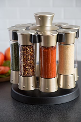 Auto-Measure Spice Carousel Professional Series, Includes 8 Spice Jars, Satin Finish