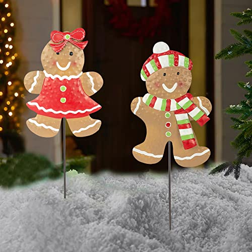 24.8 inch Gingerbread- 2 Pack Christmas Metal Stakes Decoration