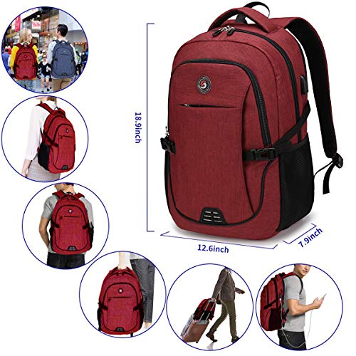 Anti Theft Laptop/Travel Backpacks Bookbag w/ USB Charging Port Fits 15.6 Inch Laptop