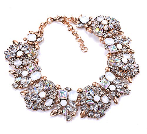 Vintage Chunky Chain Choker Collar Bib Crystal Rhinestone Statement Necklace