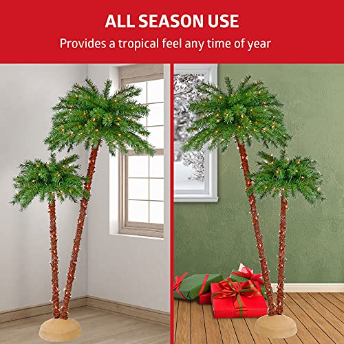 Christmas Pre-Lit Artificial Palm Tree with 150 UL-Listed Clear Lights