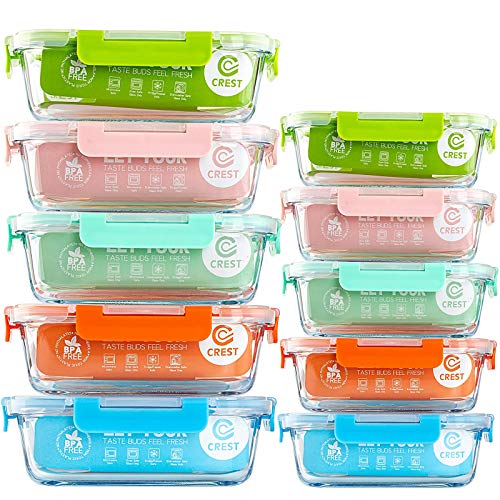 [10-Pack] Glass Food Storage Containers