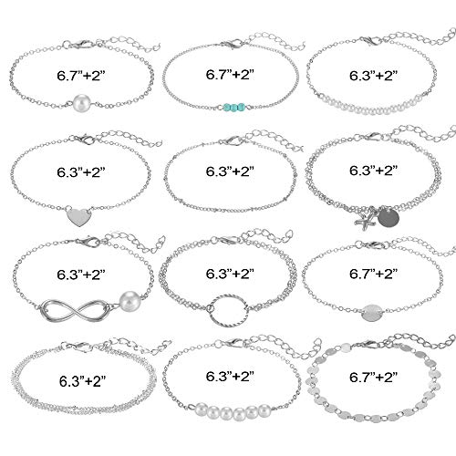 12pcs Silver Bracelets for Women