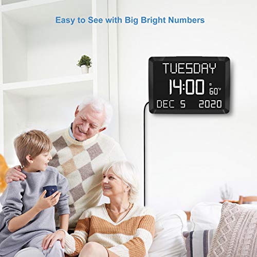 11.5" Large LED Word Display Dimmable Digital Wall & Alarm Clock