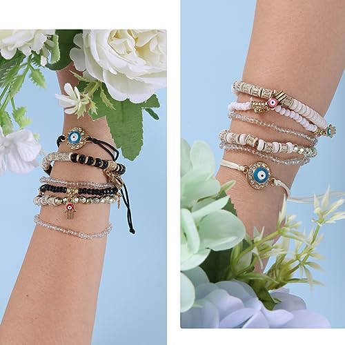 12Pcs Women's Preppy Bracelet Protection Bracelet Friendship Bracelet Devil Eye Beaded Fashion Bracelet