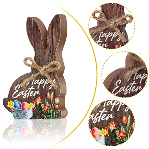 4 Pcs Easter Bunny Wood Decoration