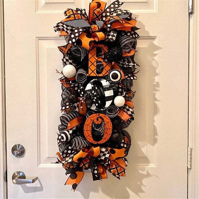 Fall Wreath Front Door Ornament for Halloween Decoration