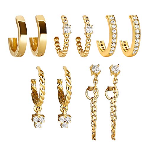 5 Pairs Huggies Hoop Earrings Set for Women