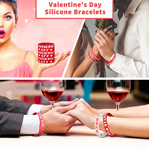 Valentine's Day Wristband Silicone Bracelets Gift for Valentine's Day/Party Favors for Kids- Adults 36 Pack, 6 Designs