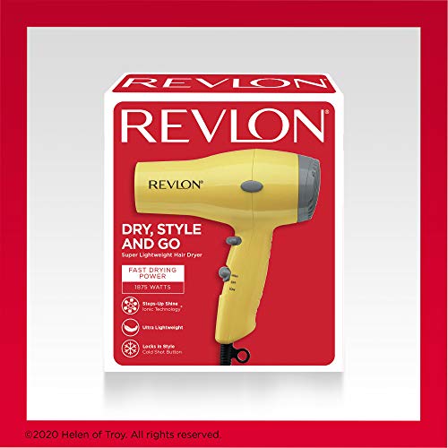 REVLON 1875W Lightweight + Compact Travel Hair Dryer, Black