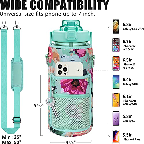 Half Gallon Motivational Water Bottle w/ Sleeve & Strap 64 OZ