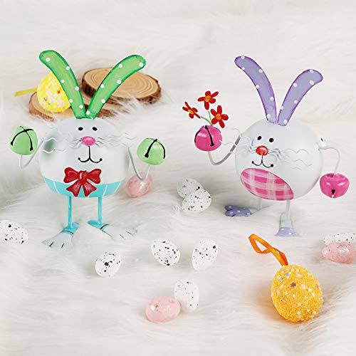 Set of 2 Metal Easter Bunny Tabletop Decoration, 6.7 Inches