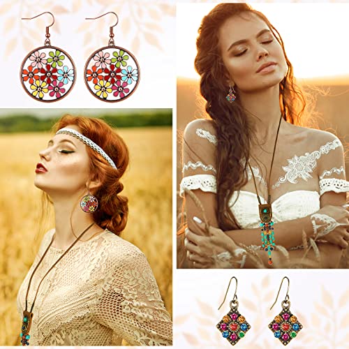 Beautiful 6 Pcs Boho Jewelry Set Vintage Dangle Earrings Beaded Bracelets Animal Tribe Beads Necklace for Women